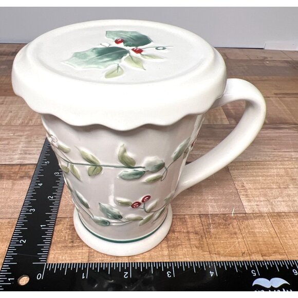 Pfaltzgraff Winterberry Covered Mug 12 oz Ceramic White - Picture 6 of 7